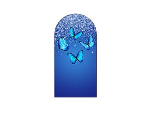 Painel De Festa Romano 1,00x2,00- Borboletas com Efeito Glitter Azul 053