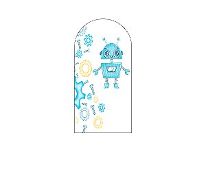Painel De Festa Romano 1,00x2,00- Robô Cute Azul e Cinza 013