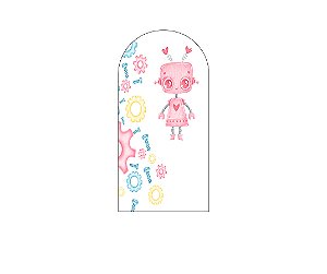 Painel De Festa Romano 1,00x2,00- Robô Cute Rosa 014