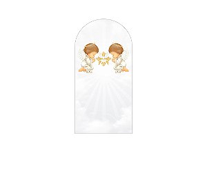 Painel De Festa Romano 1,00x2,00- Batizado Anjinhos Cinza 029