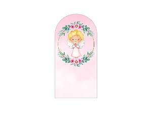 Painel De Festa Romano 1,00x2,00- Batizado Anjinha Rosa Aquarela 032