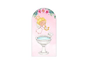 Painel De Festa Romano 1,00x2,00- Batizado Anja Cute Rosa 034