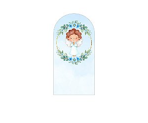 Painel De Festa Romano 1,00x2,00- Batizado Anjinho Frame Folhas 045