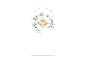 Painel De Festa Romano 1,00x2,00- Batizado Crisma Folhagens com Dourado 047