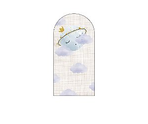 Painel De Festa Romano 1,00x2,00- Chá de Bebê Lua e Nuvens Cute 006