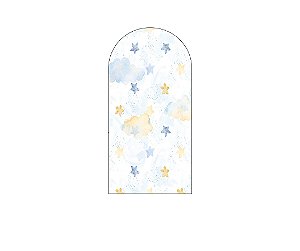 Painel De Festa Romano 1,00x2,00- Chá de Bebê Estrelinhas Azul e Amarelo 026