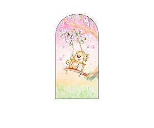 Painel De Festa Romano 1,00x2,00- Ursinha no Jardim Aquarela 029