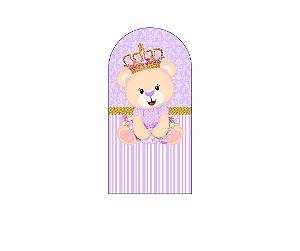 Painel De Festa Romano 1,00x2,00- Chá de Bebê Ursa Princesa Lilás 040