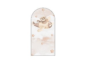 Painel De Festa Romano 1,00x2,00- Chá de Bebê Bege Urso Aviador 074