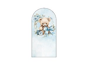 Painel De Festa Romano 1,00x2,00- Chá de Bebê Urso Flores e Laços 076