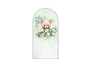 Painel De Festa Romano 1,00x2,00- Ursinho Verde com Flores e Laço 100
