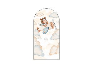 Painel De Festa Romano 1,00x2,00- Chá de Bebê Urso Aviador Aquarela 101