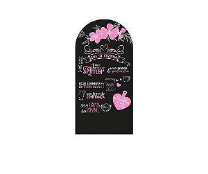 Painel De Festa Romano 1,00x2,00- Chá Bar Preto e Rosa 016