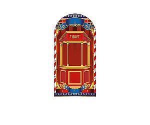 Painel De Festa Romano 1,00x2,00- Circo Bilheteria Vermelho e Dourado 016
