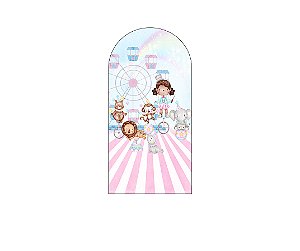 Painel De Festa Romano 1,00x2,00- Mágica Cute Circo Rosa 036