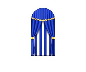 Painel De Festa Romano 1,00x2,00- Circo Azul e Branco 039