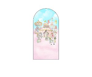 Painel De Festa Romano 1,00x2,00- Circo Azul e Rosa Suave 043