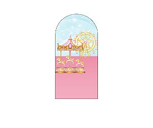 Painel De Festa Romano 1,00x2,00- Circo Parque de Diversões Rosa 049