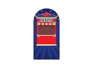 Painel De Festa Vertical Interativo 1,50x2,20 - Circo Clássico Azul e Vermelho 052