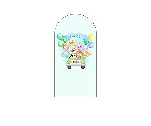 Painel Romano Veste Fácil 1,00x2,00 - Safari Animais e Balões Verde Claro 028