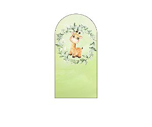 Painel Romano Veste Fácil 1,00x2,00 - Safari Girafinha Frame Folhas Verde 061