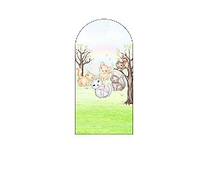 Painel Romano Veste Fácil 1,00x2,00 - Gatinhos no Jardim Aquarela 062