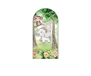 Painel Romano Veste Fácil 1,00x2,00 - Safari Macaco e Elefantinho 082