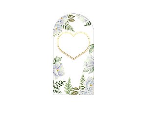 Painel Romano Veste Fácil 1,00x2,00 - Noivado Flores Brancas e Folhagens 017