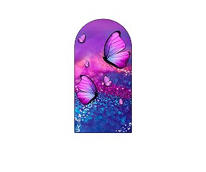 Painel Romano Veste Fácil 1,00x2,00 - Borboletas Azul e Rosa Efeito Glitter 005