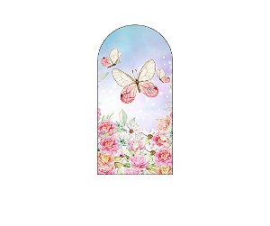 Painel Romano Veste Fácil 1,00x2,00 - Borboletas Bege e Rosa Candy 007