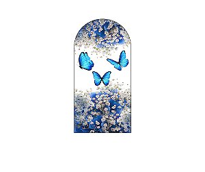 Painel Romano Veste Fácil 1,00x2,00 - Borboletas Azuis Floral 009