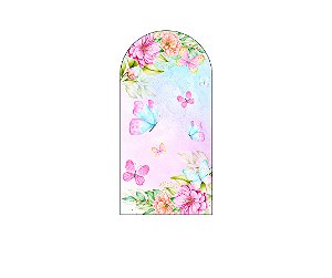 Painel Romano Veste Fácil 1,00x2,00 - Borboletas Frame Floral Rosa 019