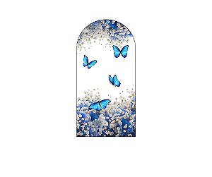Painel Romano Veste Fácil 1,00x2,00 - Borboletas Azul Floral 025