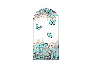 Painel Romano Veste Fácil 1,00x2,00 - Borboletas Azul Esverdeado Floral 039