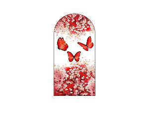 Painel Romano Veste Fácil 1,00x2,00 - Borboletas Vermelha Floral 042