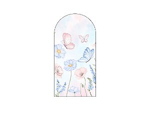 Painel Romano Veste Fácil 1,00x2,00 - Borboletas Azul e Rosa Aquarela 054