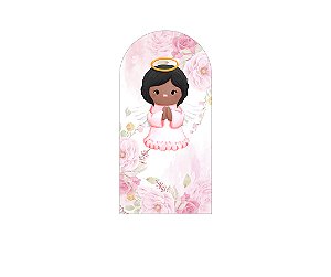 Painel Romano Veste Fácil 1,00x2,00 - Batizado Anjinha Rosa Floral 026