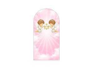 Painel Romano Veste Fácil 1,00x2,00 - Batizado Anjinhos Rosa 036