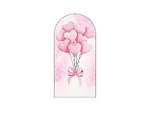 Painel Romano Veste Fácil 1,00x2,00 - Chá de Bebê Balões de Coração Rosa 030