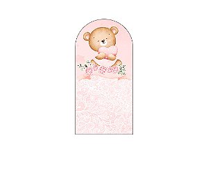Painel Romano Veste Fácil 1,00x2,00 - Chá de Bebê Ursinho Florido Rosa 046