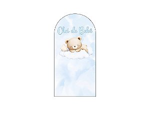 Painel Romano Veste Fácil 1,00x2,00 - Chá de Bebê Ursinho Aquarela Azul e Bege 089