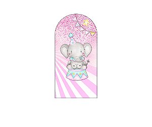 Painel Romano Veste Fácil 1,00x2,00 - Circo Elefantinho Rosa 002