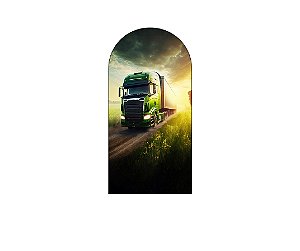 Painel De Festa Romano 1,00x2,00- Caminhão Verde na Estrada 003