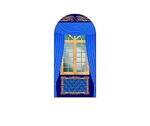 Painel De Festa Romano 1,00x2,00- Realeza Azul e Dourado 002