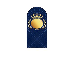 Painel De Festa Romano 1,00x2,00- Coroa Realeza Azul Escuro e Dourado 008