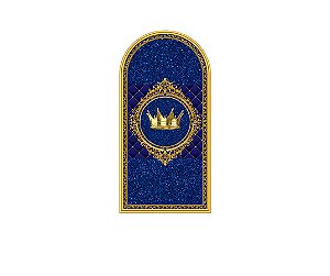 Painel De Festa Romano 1,00x2,00- Coroa Realeza Azul com Dourado 010
