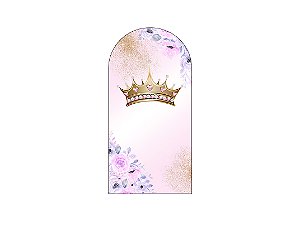 Painel De Festa Romano 1,00x2,00- Coroa Realeza Rosa e Lilás 023