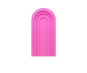 Painel De Festa Romano 1,00x2,00- Parede Arco Portal com Curvas Pink 008