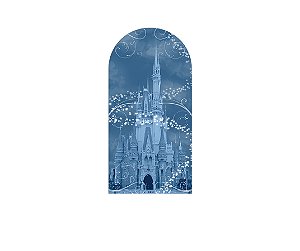 Painel De Festa Romano 1,00x2,00- Castelo Azul Efeito Brilho 005