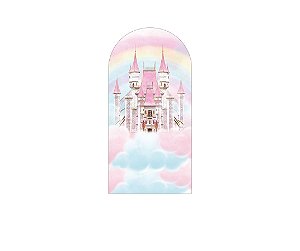 Painel De Festa Romano 1,00x2,00- Castelo de Princesa Nevens Rosas 008